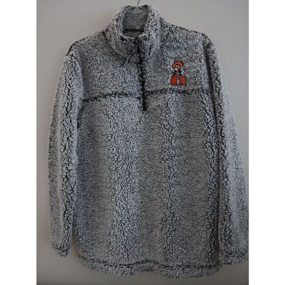 Boxercraft Women's Sz M Gray OSU Cowboys Sherpa Fleece 1/4 Zip Pullover $65 - Picture 1 of 5
